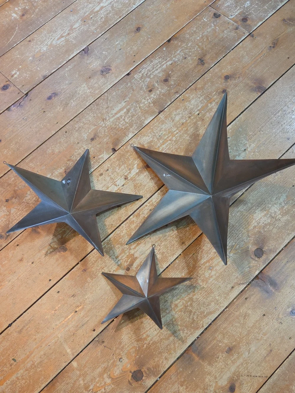 3 Tin Rustic Stars Ready To Hang Crafters Decor Holiday Farmhouse